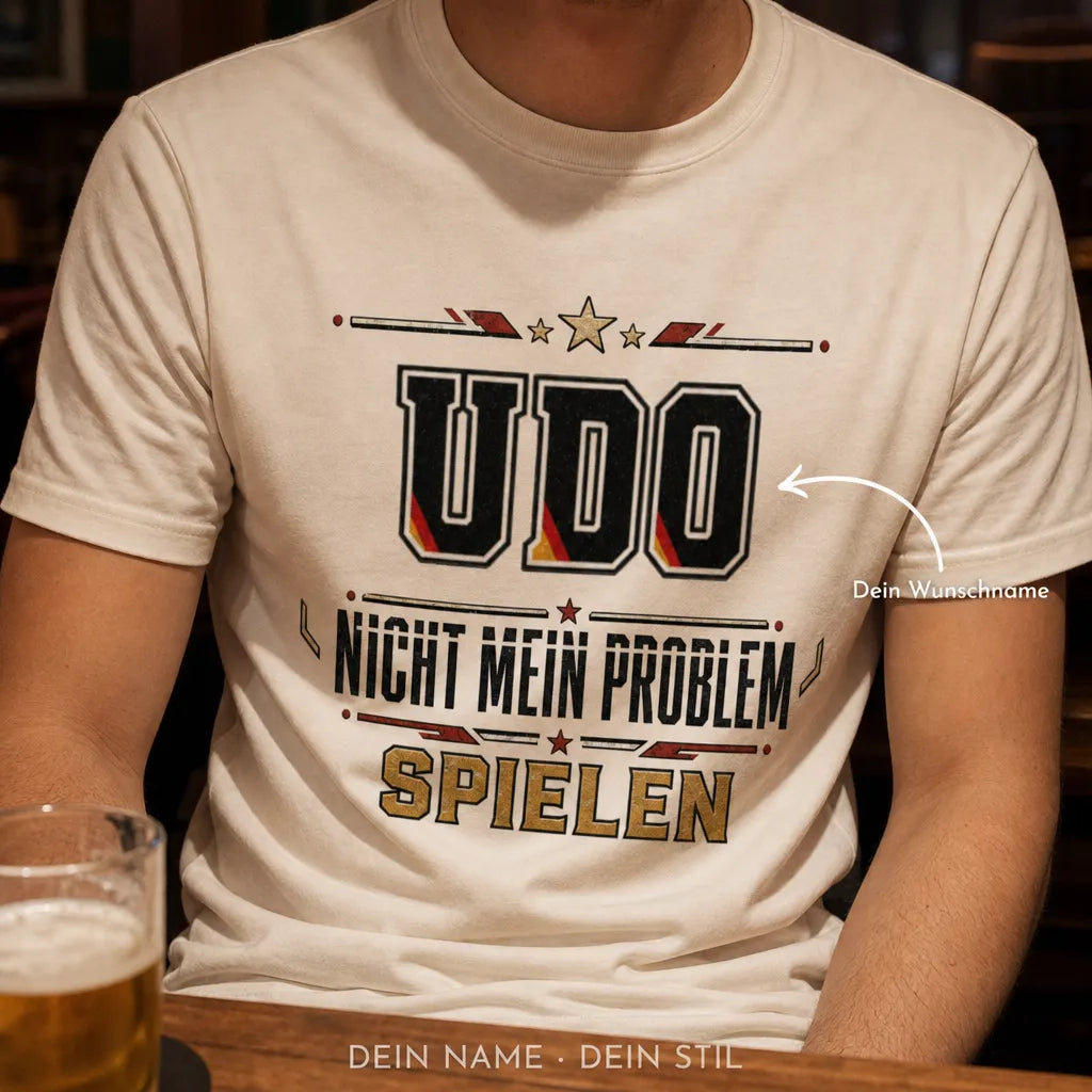 Personalisiertes Fußball T-Shirt mit Namen - Bleib ruhig, lass spielen