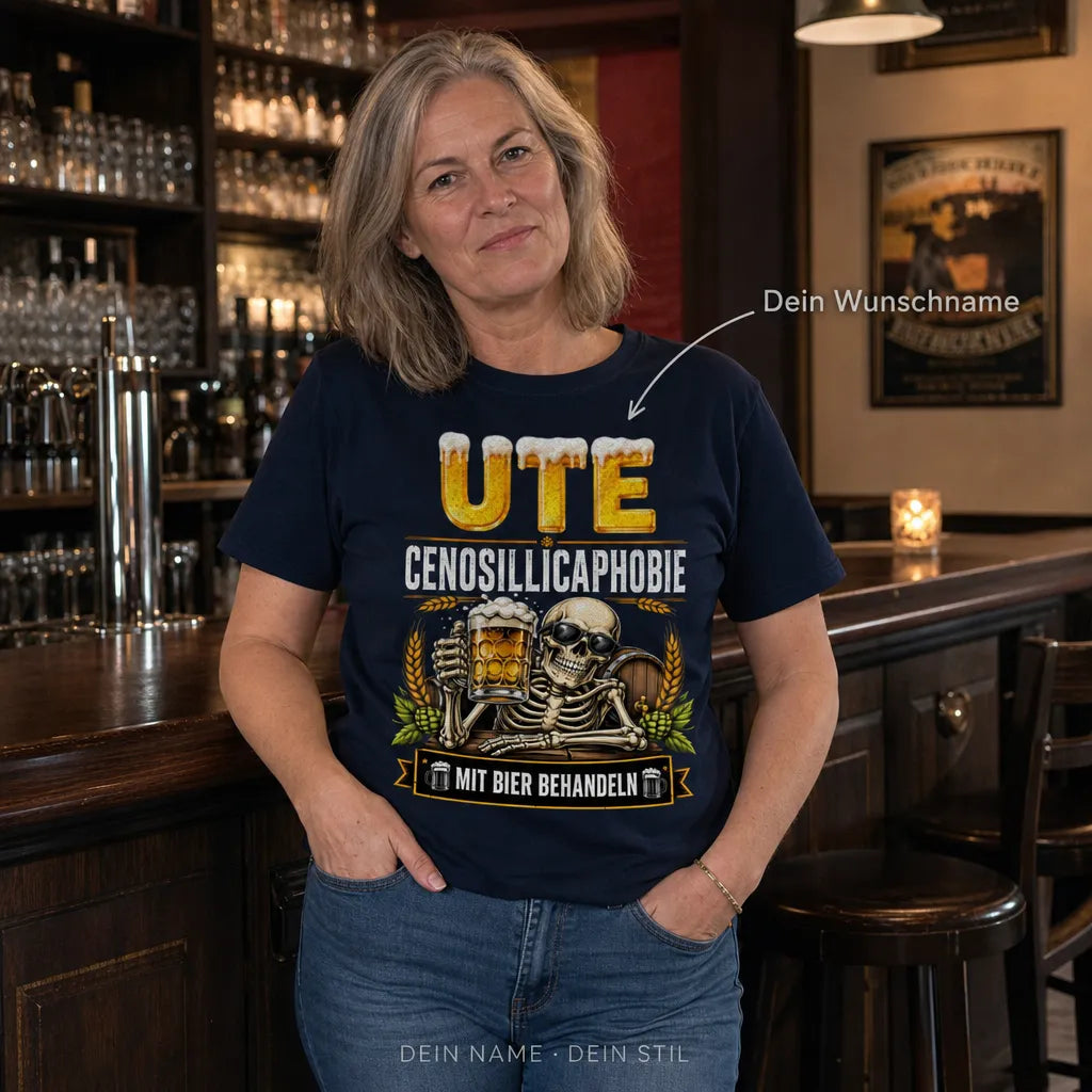 Personalisiertes Bier T-Shirt mit Namen - Mit Bier behandeln