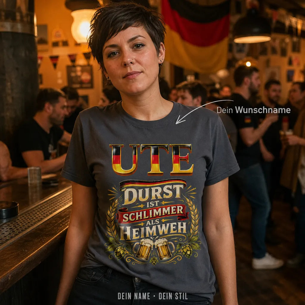 Personalisiertes Deutschland Fußball T-Shirt mit Namen - Auf geht's Deutschland