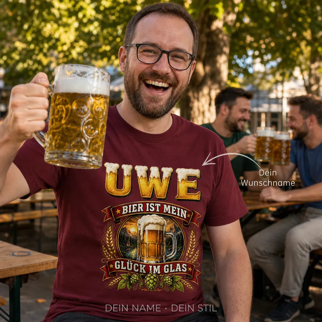 Personalisiertes Bier T-Shirt mit Namen - Institut gegen Unterhopfung