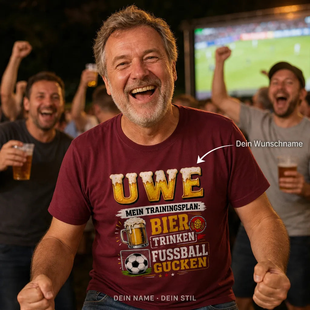 Personalisiertes Fußball Bier T-Shirt mit Namen - Mehr brauch ich nicht
