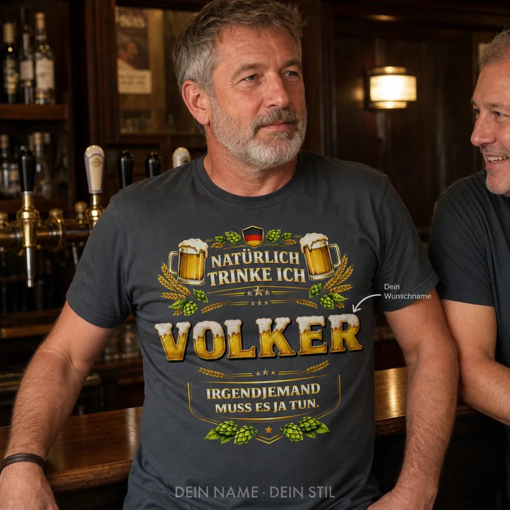 Personalisiertes Bier T-Shirt mit Namen - Nur Bierpause, kein Feierabend!