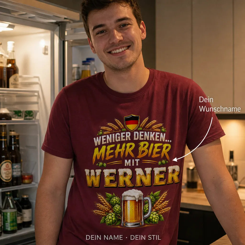 Personalisiertes Bier T-Shirt mit Namen - Nur Bier und du reichen
