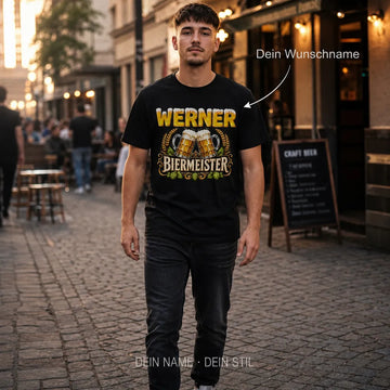 Personalisiertes Bier T-Shirt mit Namen - Der wahre Biermeister