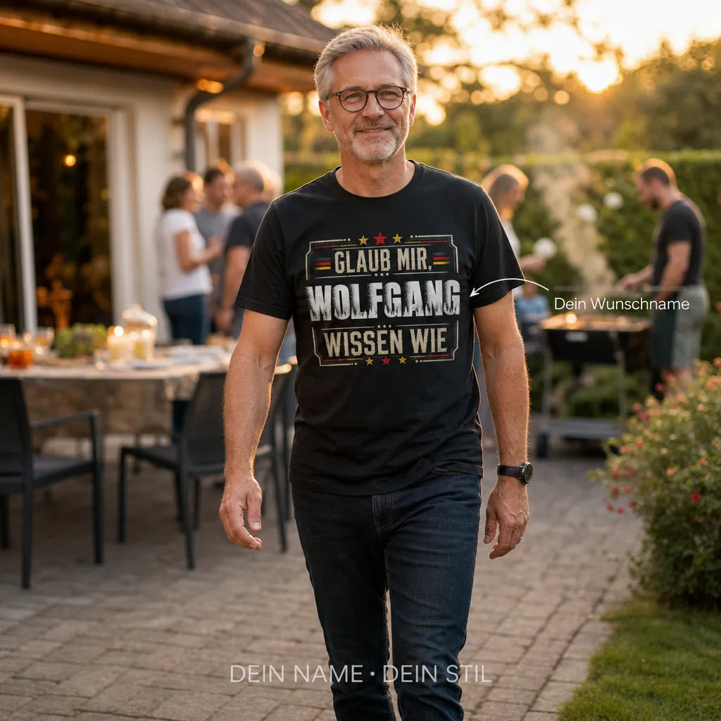 Personalisiertes Deutschland T-Shirt mit Namen - Glaub mir, ich weiß wie